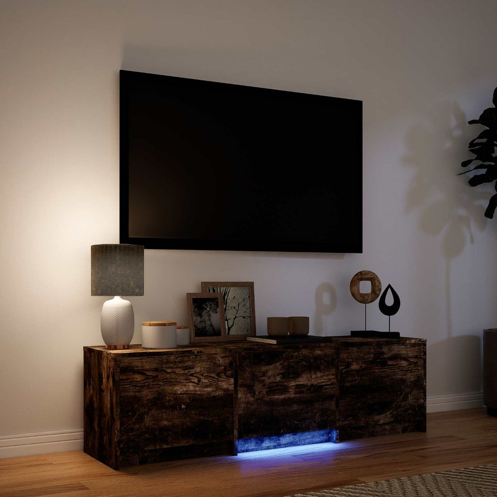 vidaXL Fernsehschrank mit LED Geräucherte Eiche 140 x 34 x 40 cm