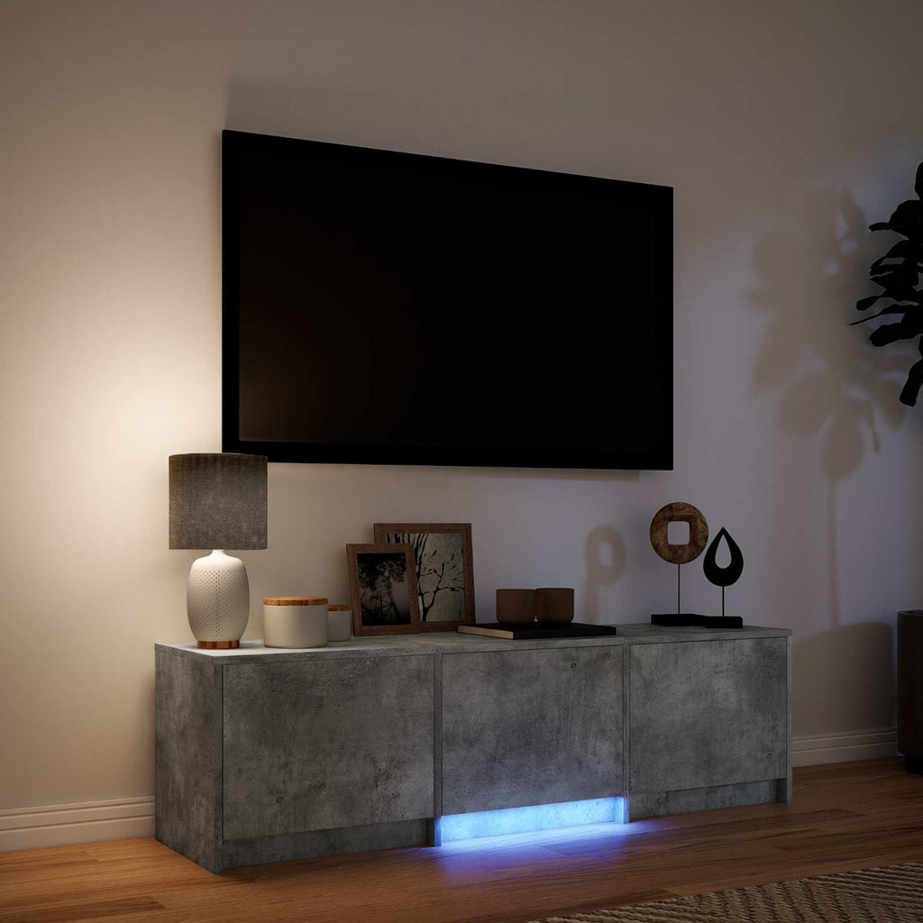 vidaXL Fernsehschrank mit LED Betongrau 140 x 34 x 40 cm Holzwerkstoff