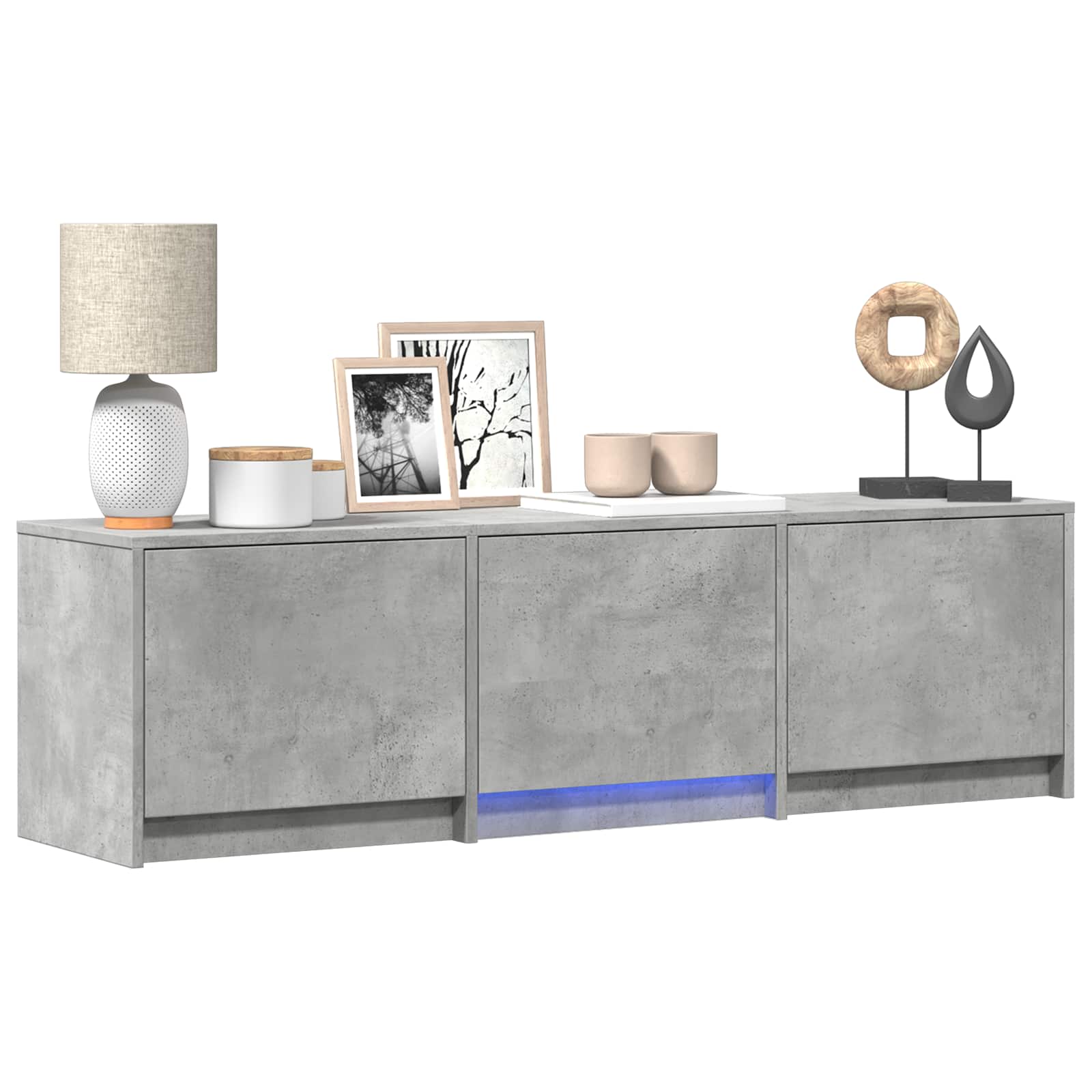 vidaXL Fernsehschrank mit LED Betongrau 140 x 34 x 40 cm Holzwerkstoff