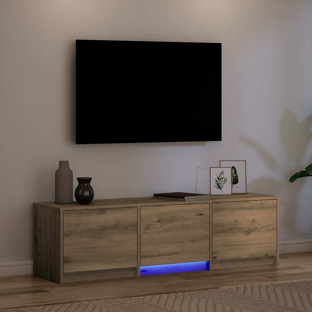 vidaXL Fernsehschrank mit LED Kunsthandwerk Eiche 140 x 34 x 40 cm