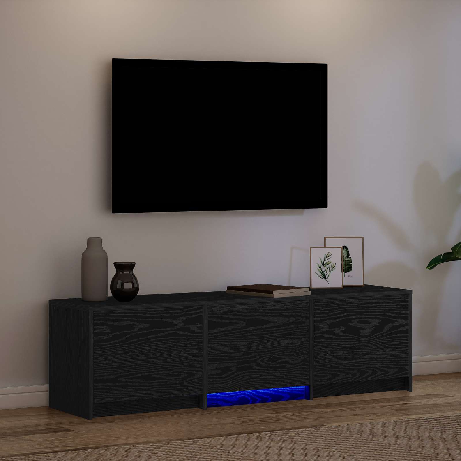vidaXL Fernsehschrank mit LED Schwarze Eiche 140 x 34 x 40 cm