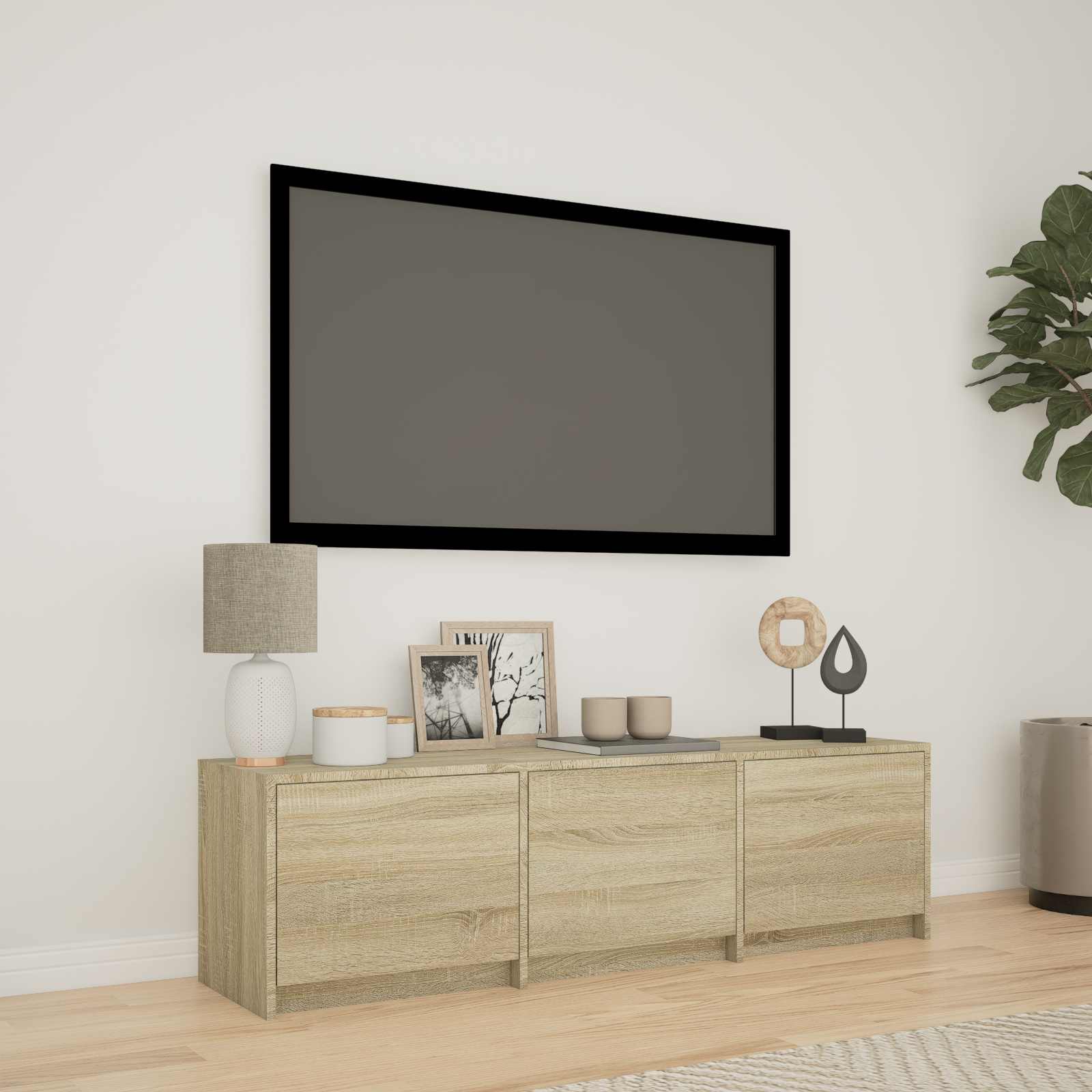 vidaXL Fernsehschrank mit LED mit LED Sonoma-Eiche 140 x 34 x 40 cm