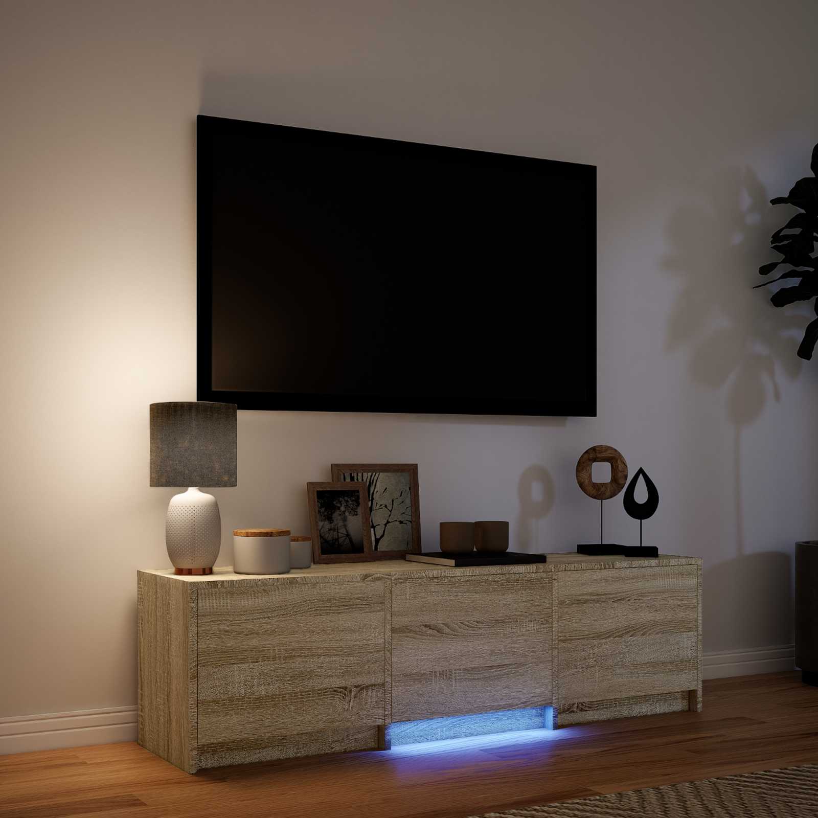vidaXL Fernsehschrank mit LED mit LED Sonoma-Eiche 140 x 34 x 40 cm