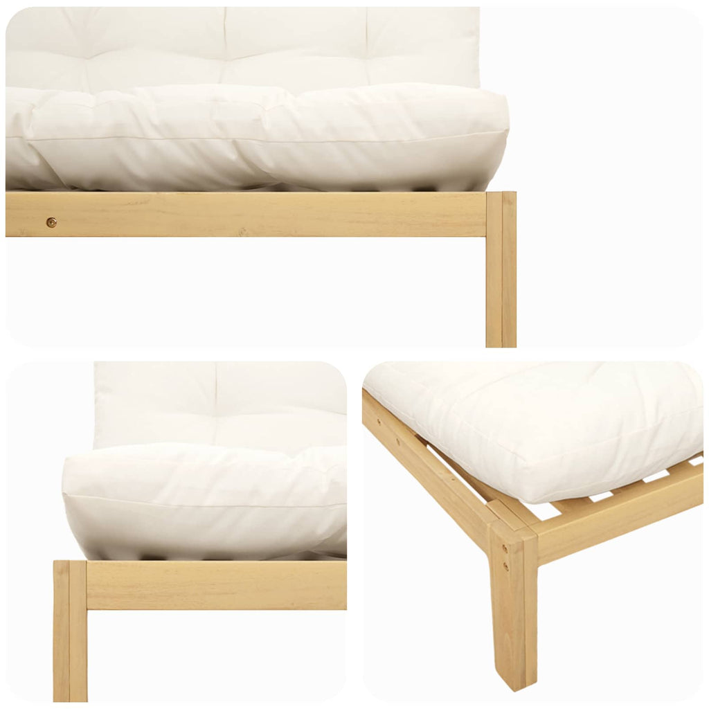 vidaXL Mittelsofa Einheit Helles Akazie und cremeweiß 240 x 80 x 82 cm