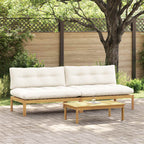 vidaXL Mittelsofa Einheit Helles Akazie und cremeweiß 240 x 80 x 82 cm
