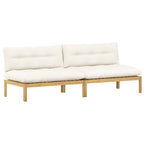 vidaXL Mittelsofa Einheit Helles Akazie und cremeweiß 240 x 80 x 82 cm
