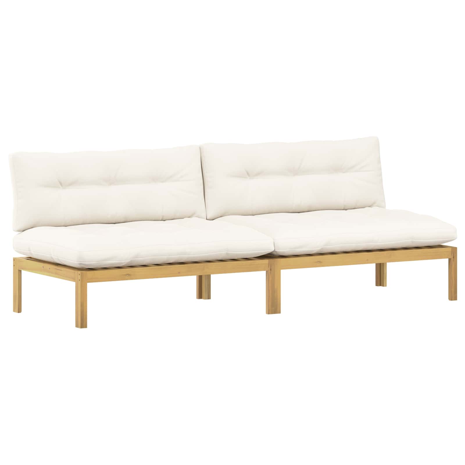 vidaXL Mittelsofa Einheit Helles Akazie und cremeweiß 240 x 80 x 82 cm
