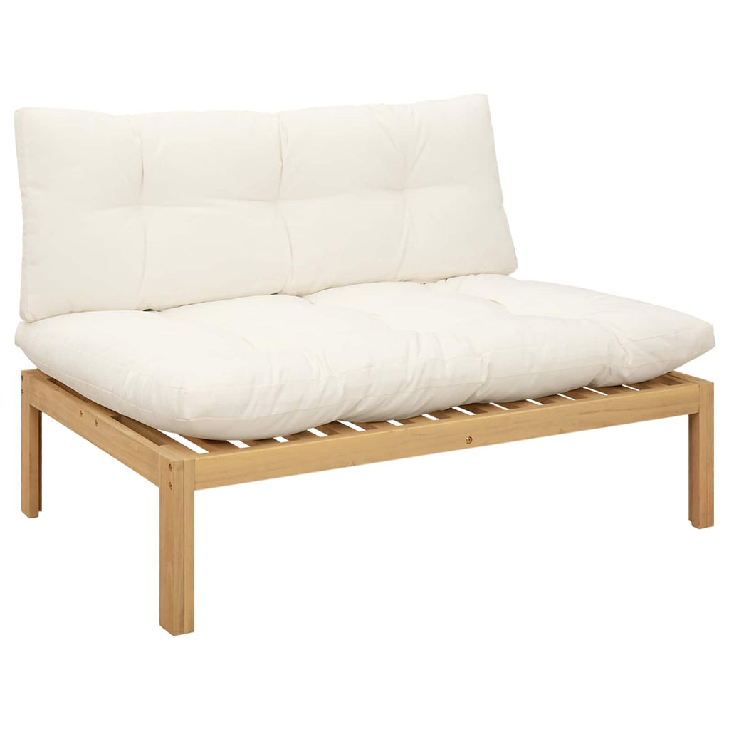 vidaXL Mittelsofa Einheit Helles Akazie und cremeweiß 240 x 80 x 82 cm