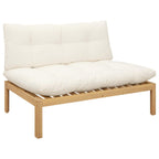 vidaXL Mittelsofa Einheit Helles Akazie und cremeweiß 240 x 80 x 82 cm