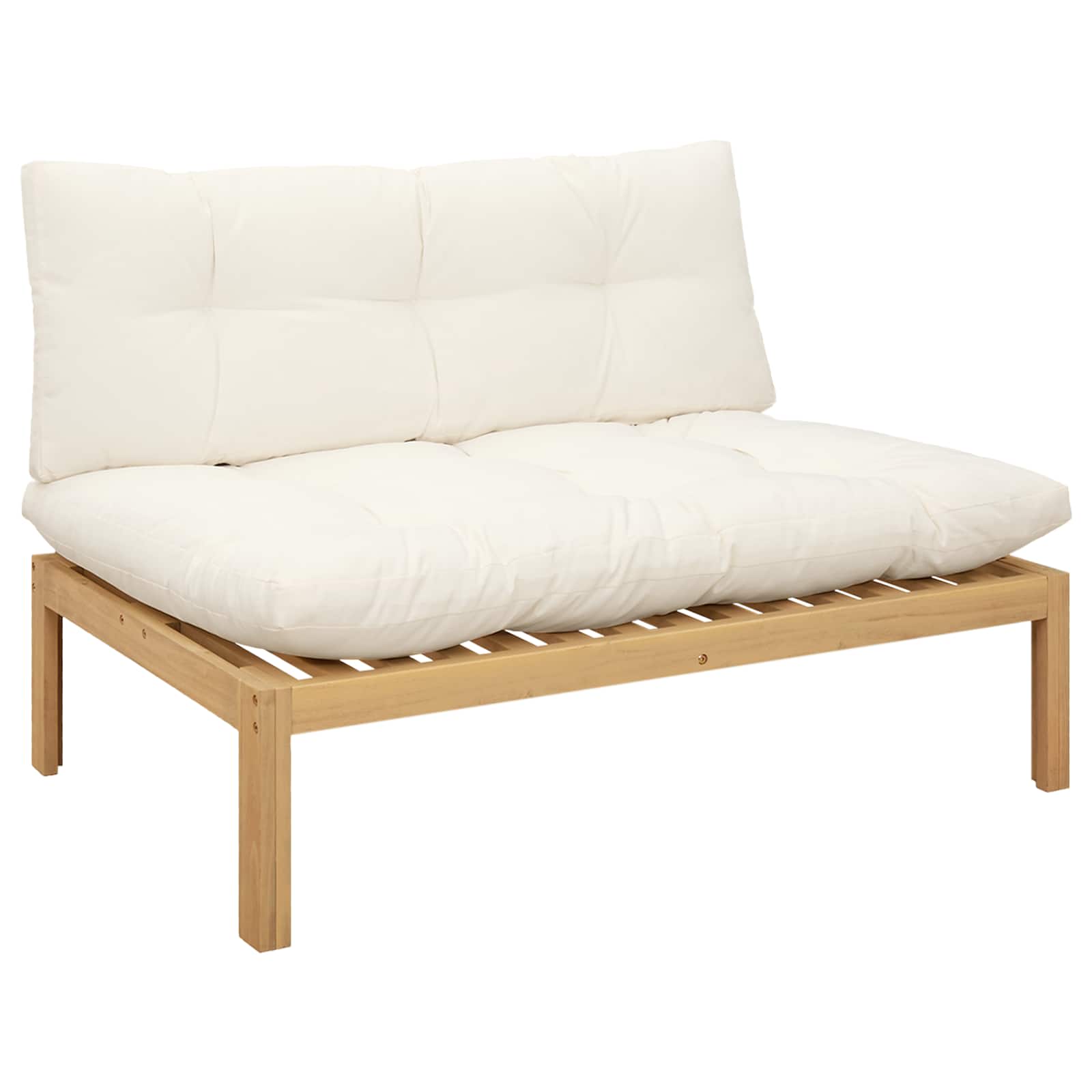 vidaXL Mittelsofa Einheit Helles Akazie und cremeweiß 240 x 80 x 82 cm