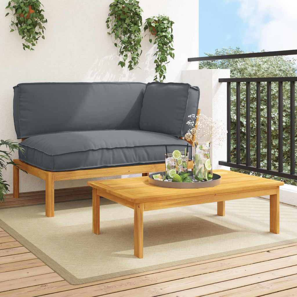 vidaXL Sofa Set mit Kissen Uni 2 pcs Anthrazit Massivholz Akazie