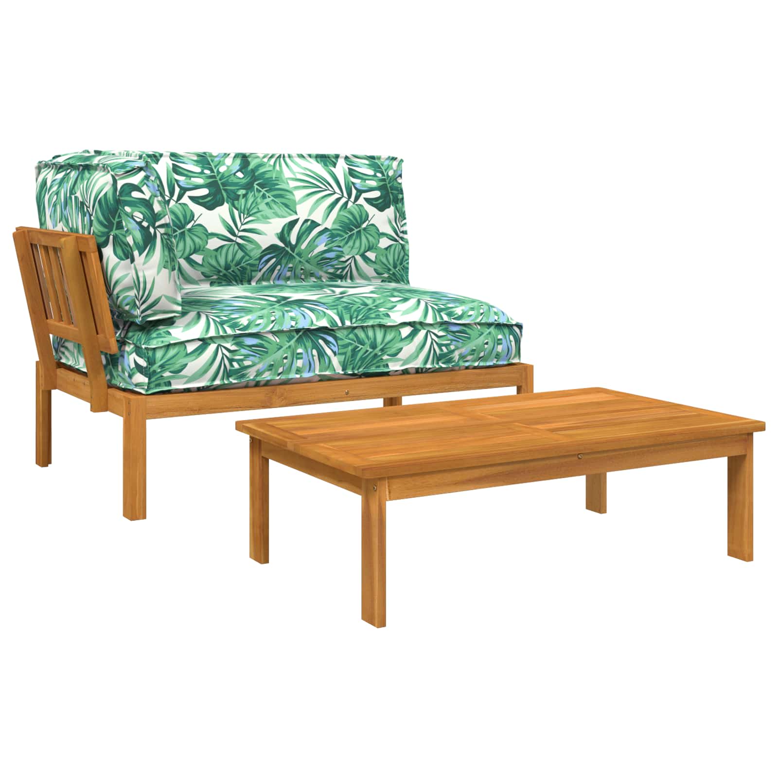 vidaXL Sofa Set mit Kissen Blatt 2 pcs Blattmuster Massivholz Akazie