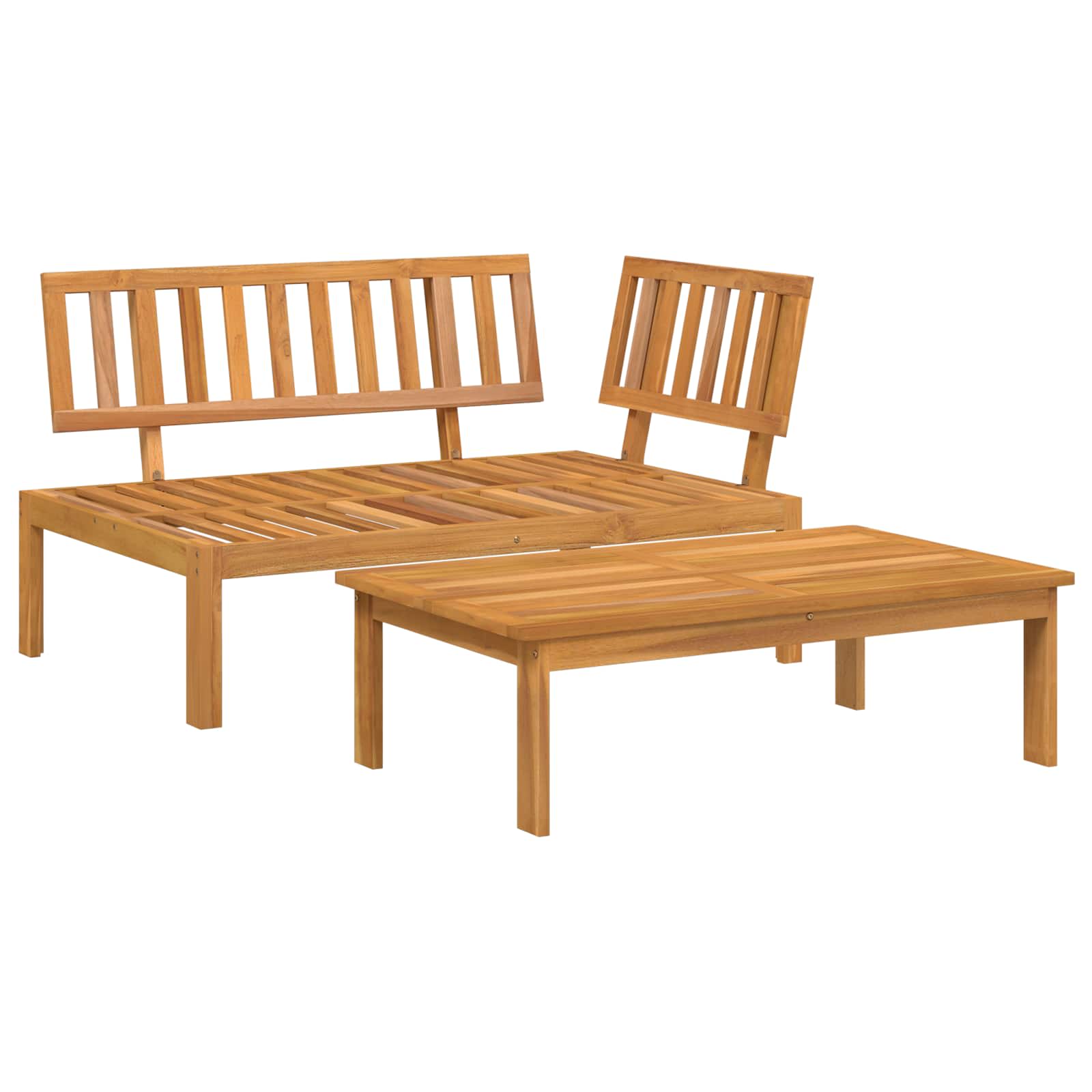 vidaXL Sofa Set mit Kissen Blatt 2 pcs Blattmuster Massivholz Akazie