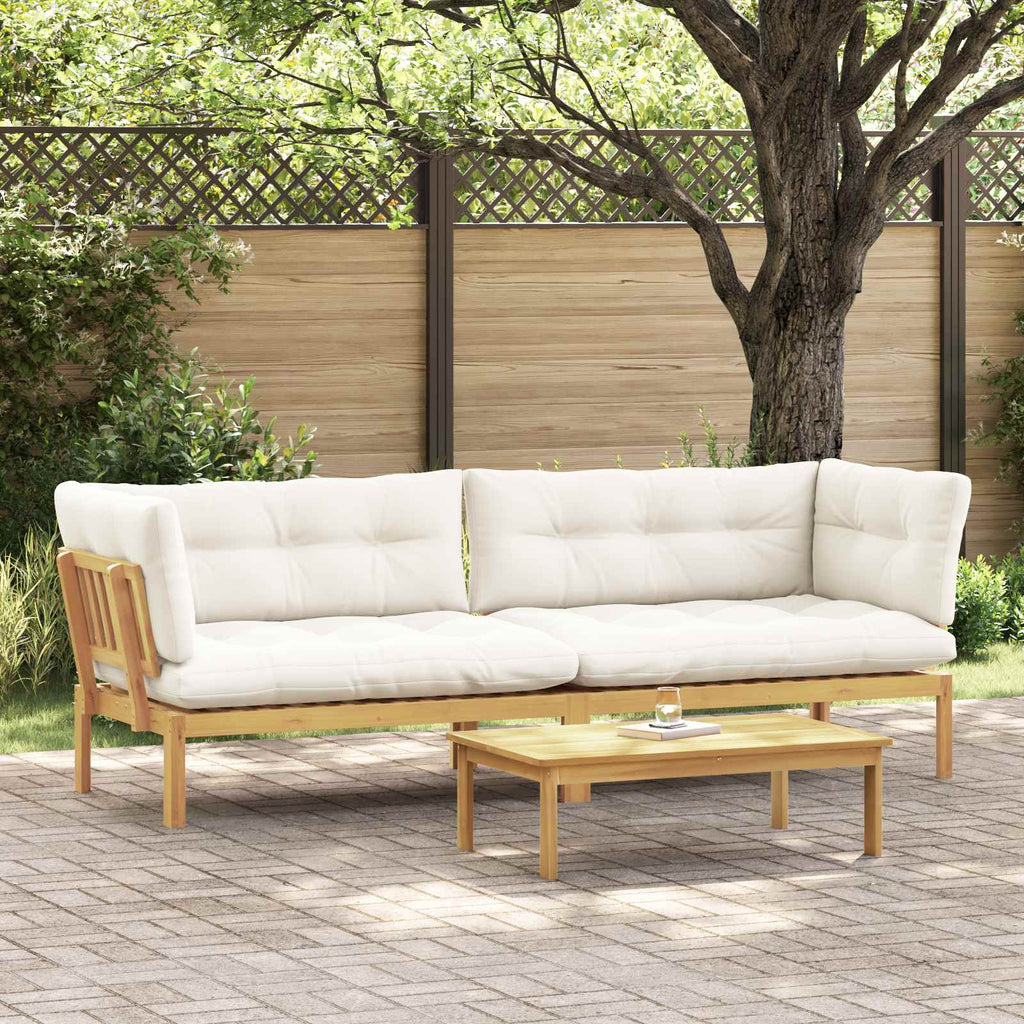 vidaXL Garten Pallet Sofa Einheiten 2 Stück Hellbraun und Cremeweiß