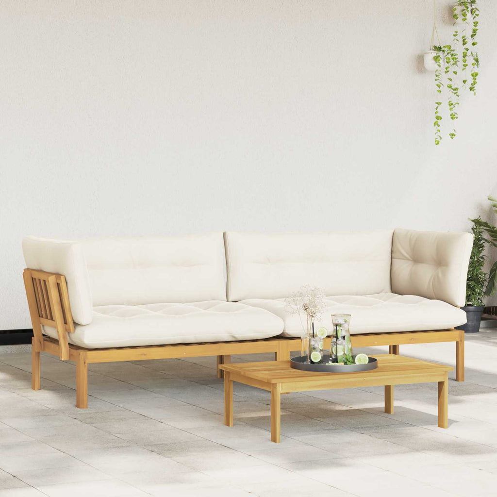 vidaXL Garten Pallet Sofa Einheiten 2 Stück Hellbraun und Cremeweiß