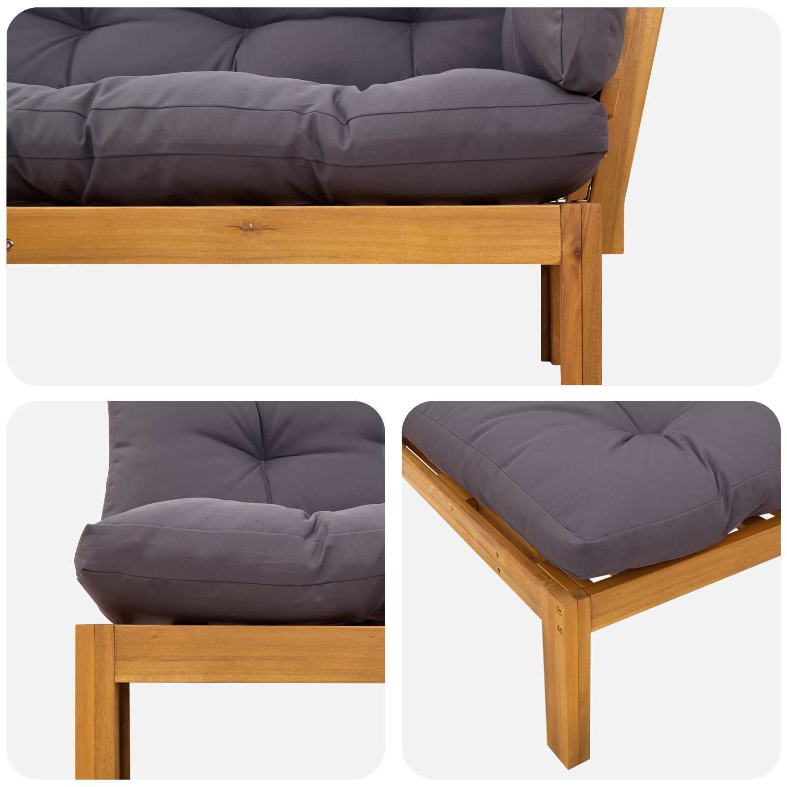 vidaXL Garten Pallet Sofa Einheiten 2 Stück Natürlich und Dunkelgrau