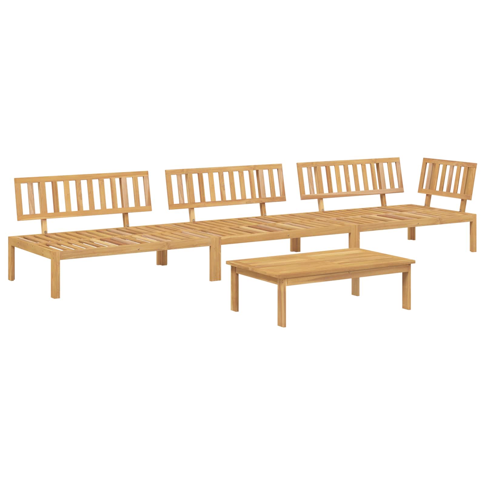 vidaXL Sofa Set mit Kissen Uni 4 pcs Anthrazit Massivholz Akazie