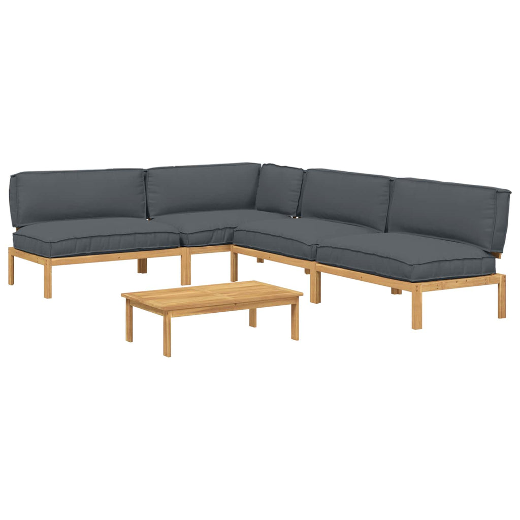 vidaXL Sofa Set mit Kissen Uni 5 pcs Anthrazit Massivholz Akazie