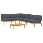 vidaXL Sofa Set mit Kissen Uni 5 pcs Anthrazit Massivholz Akazie
