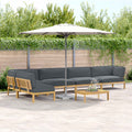 vidaXL Sofa Set mit Kissen Uni 6 pcs Anthrazit Massivholz Akazie