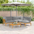 vidaXL Sofa Set 4 pcs Grau Massivholz Akazie