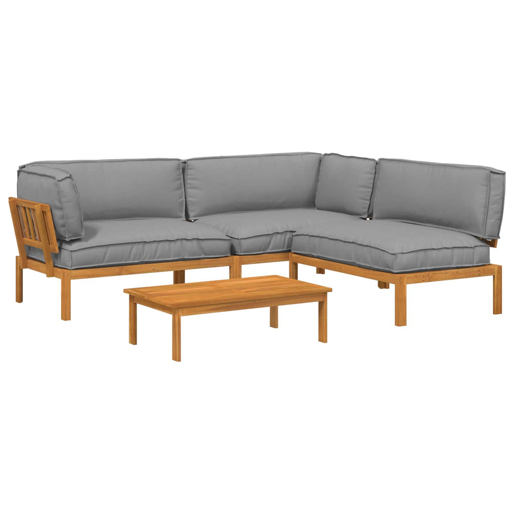 vidaXL Sofa Set 4 pcs Grau Massivholz Akazie