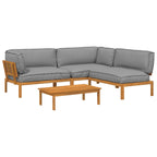 vidaXL Sofa Set 4 pcs Grau Massivholz Akazie