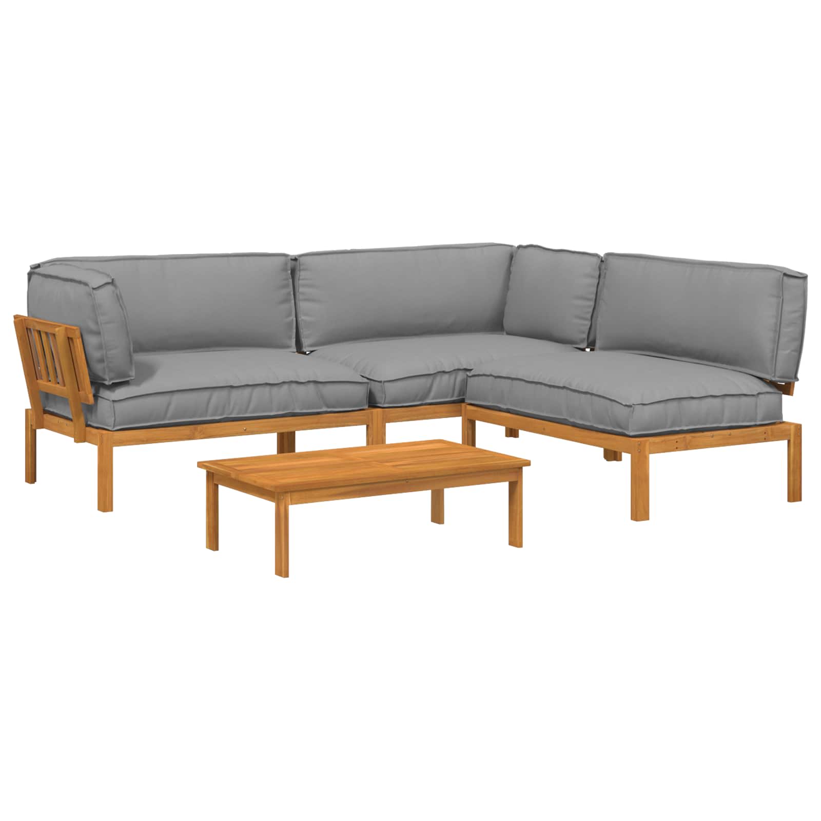 vidaXL Sofa Set 4 pcs Grau Massivholz Akazie