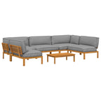 vidaXL Sofa Set 6 pcs Grau Massivholz Akazie
