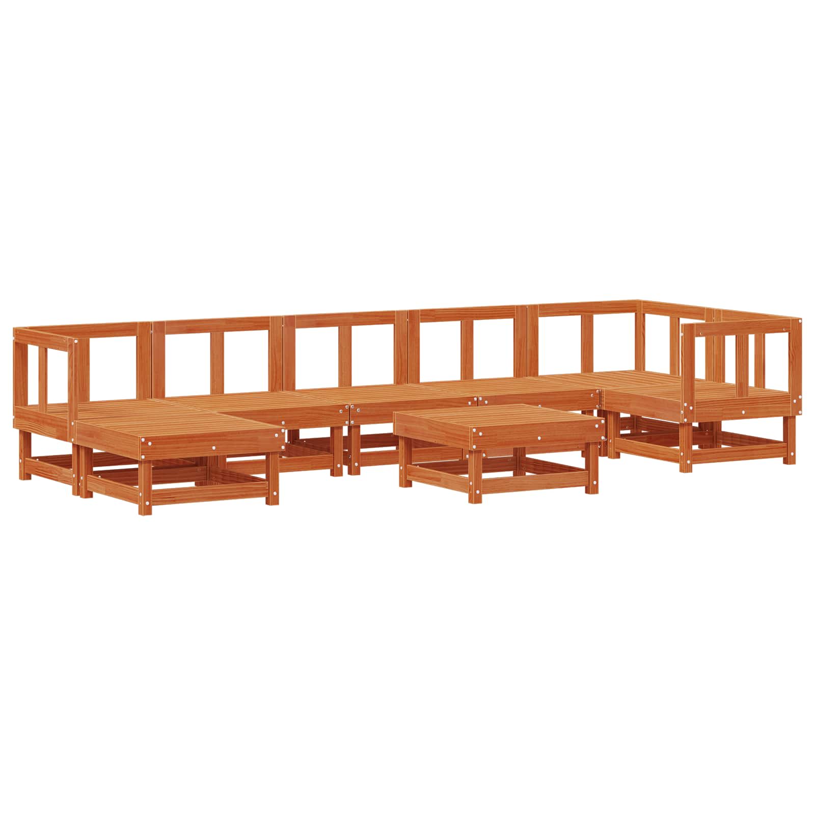 vidaXL Garten-Lounge-Set ARAKIL 8 pcs Wachsbraun Massives Kiefernholz