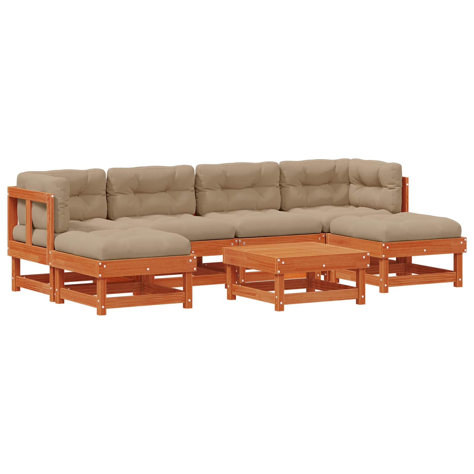 vidaXL Garten-Lounge-Set 7 pcs Wachsbraun Massives Kiefernholz