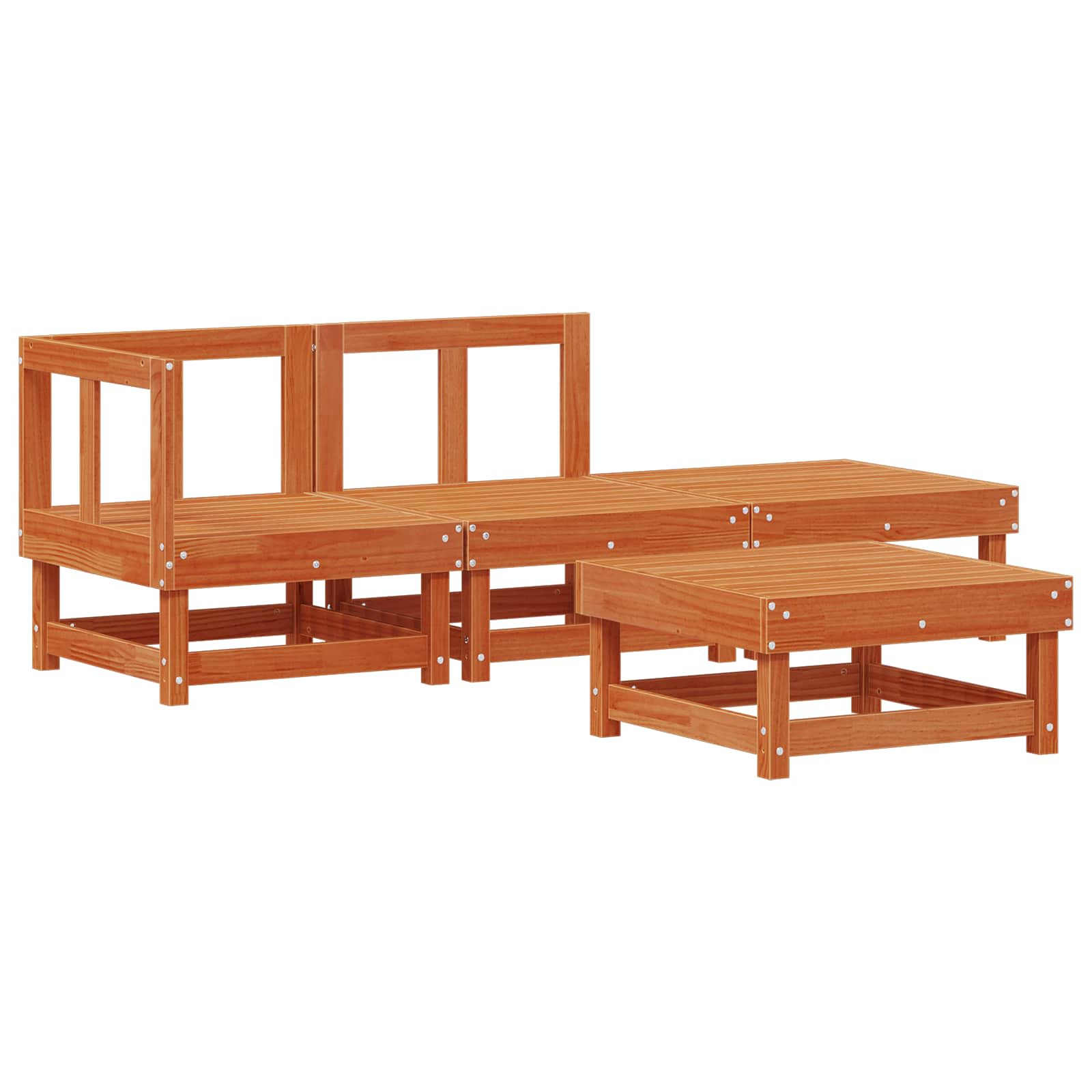 vidaXL Garten-Lounge-Set 4 pcs Wachsbraun Massives Kiefernholz