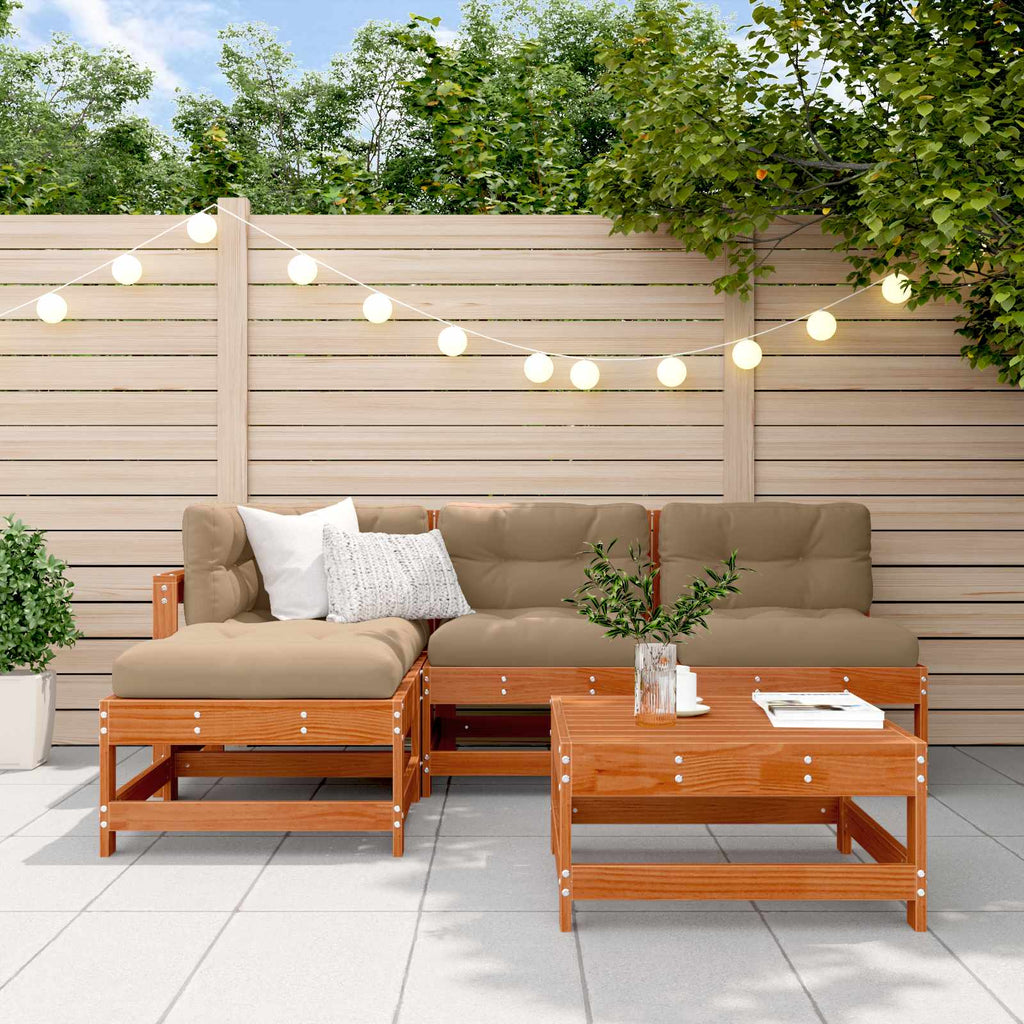 vidaXL Garten-Lounge-Set 5 pcs Wachsbraun Massives Kiefernholz