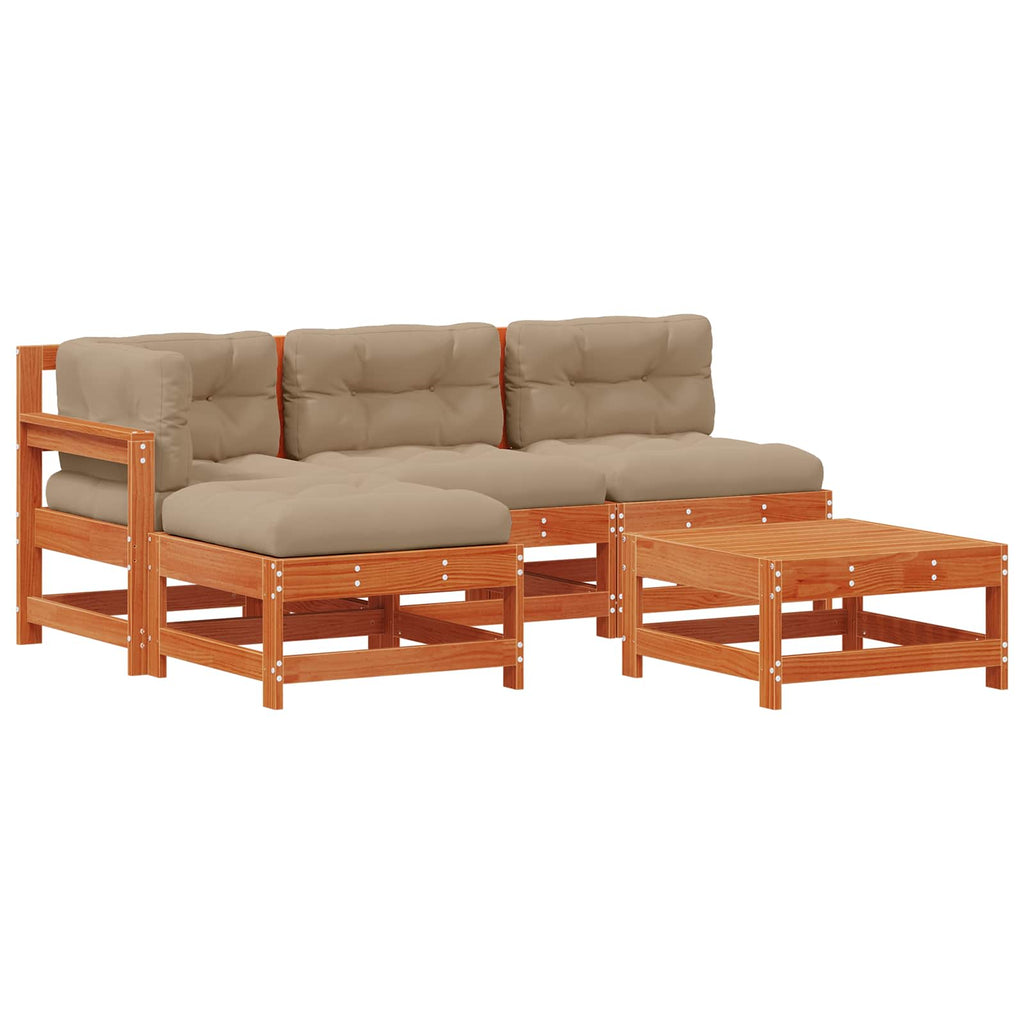 vidaXL Garten-Lounge-Set 5 pcs Wachsbraun Massives Kiefernholz