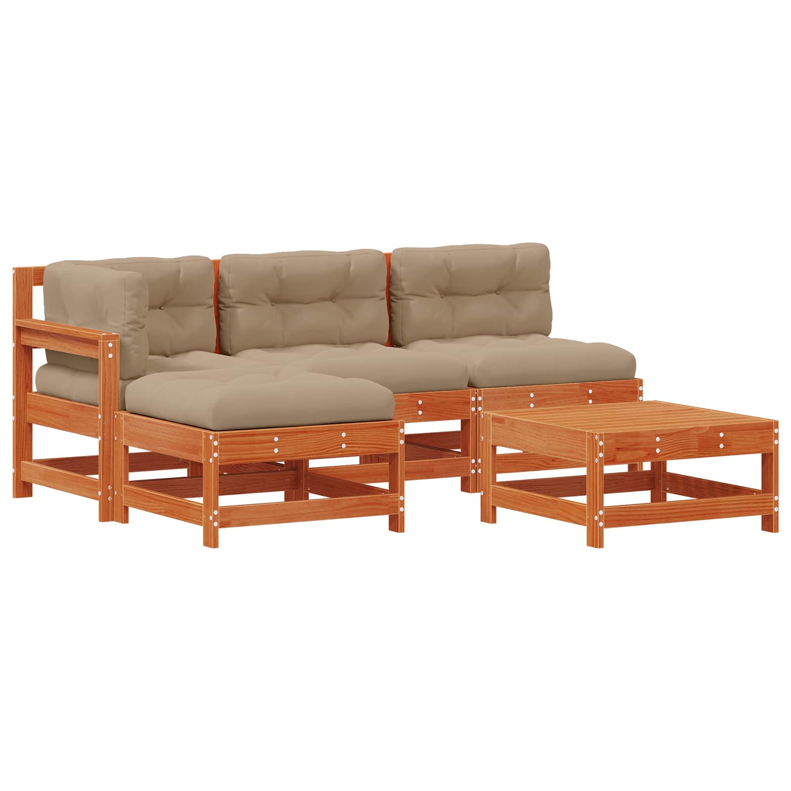 vidaXL Garten-Lounge-Set 5 pcs Wachsbraun Massives Kiefernholz