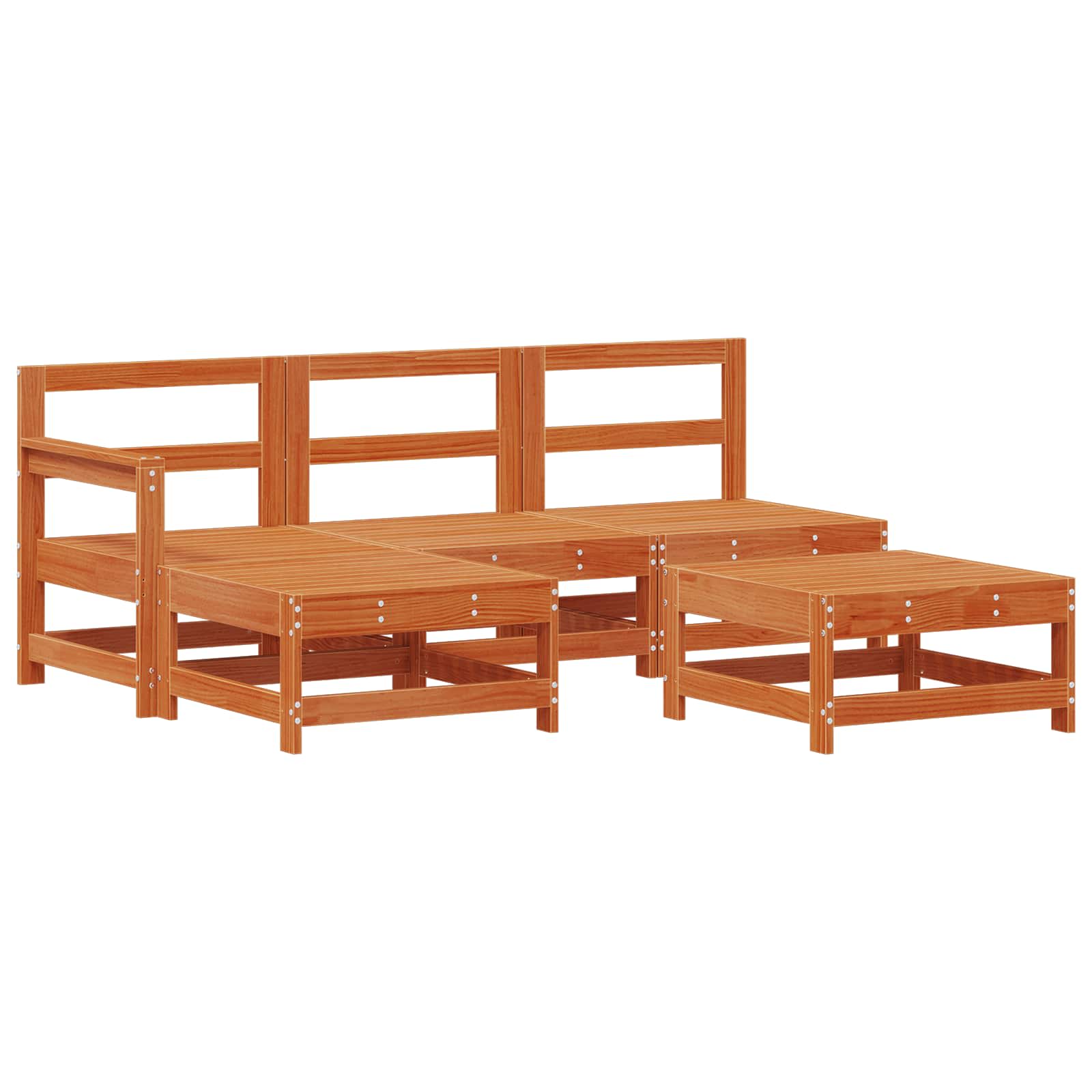 vidaXL Garten-Lounge-Set 5 pcs Wachsbraun Massives Kiefernholz