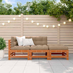 vidaXL Garten-Lounge-Set 3 pcs Wachsbraun Massives Kiefernholz