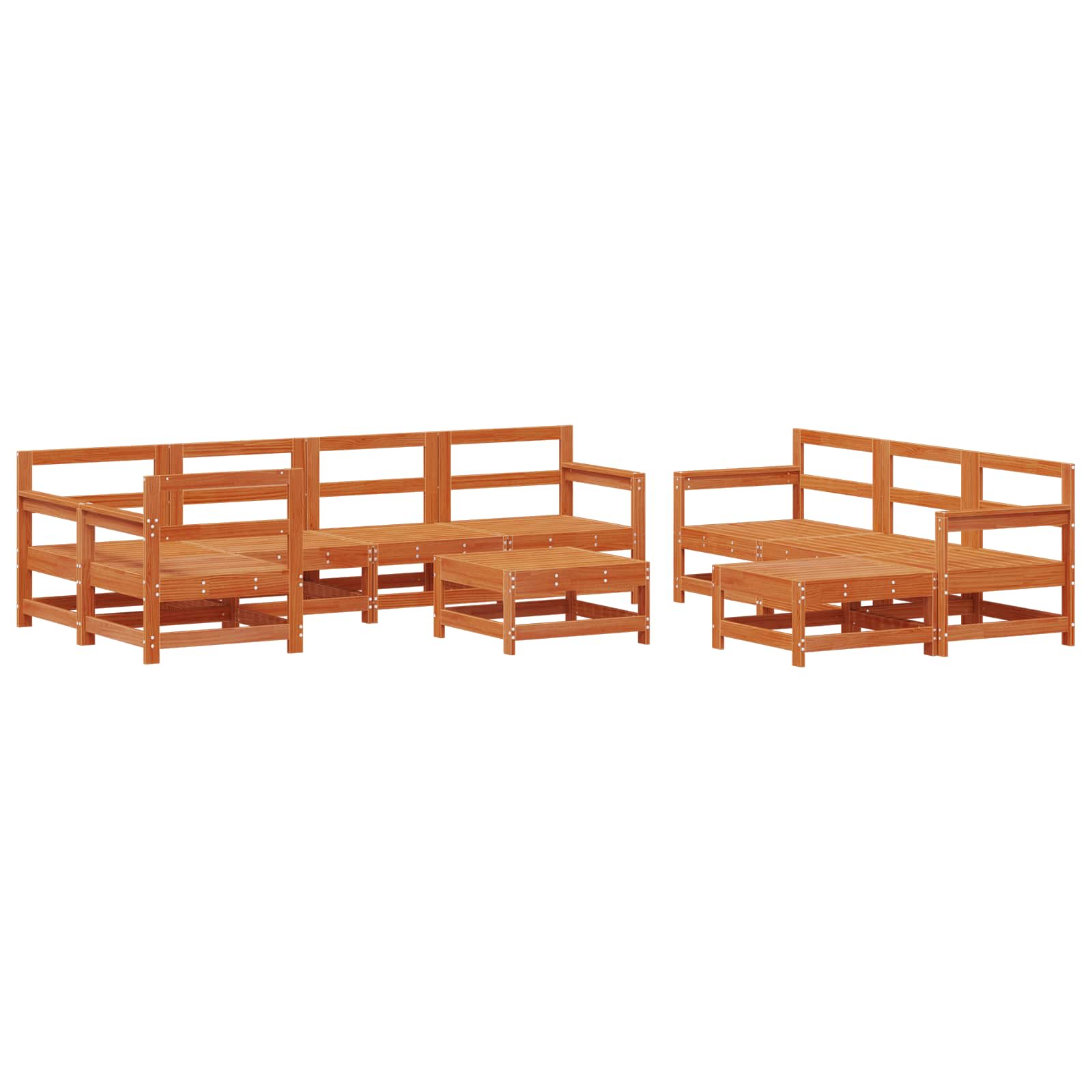 vidaXL Garten-Lounge-Set 10 pcs Wachsbraun Massives Kiefernholz