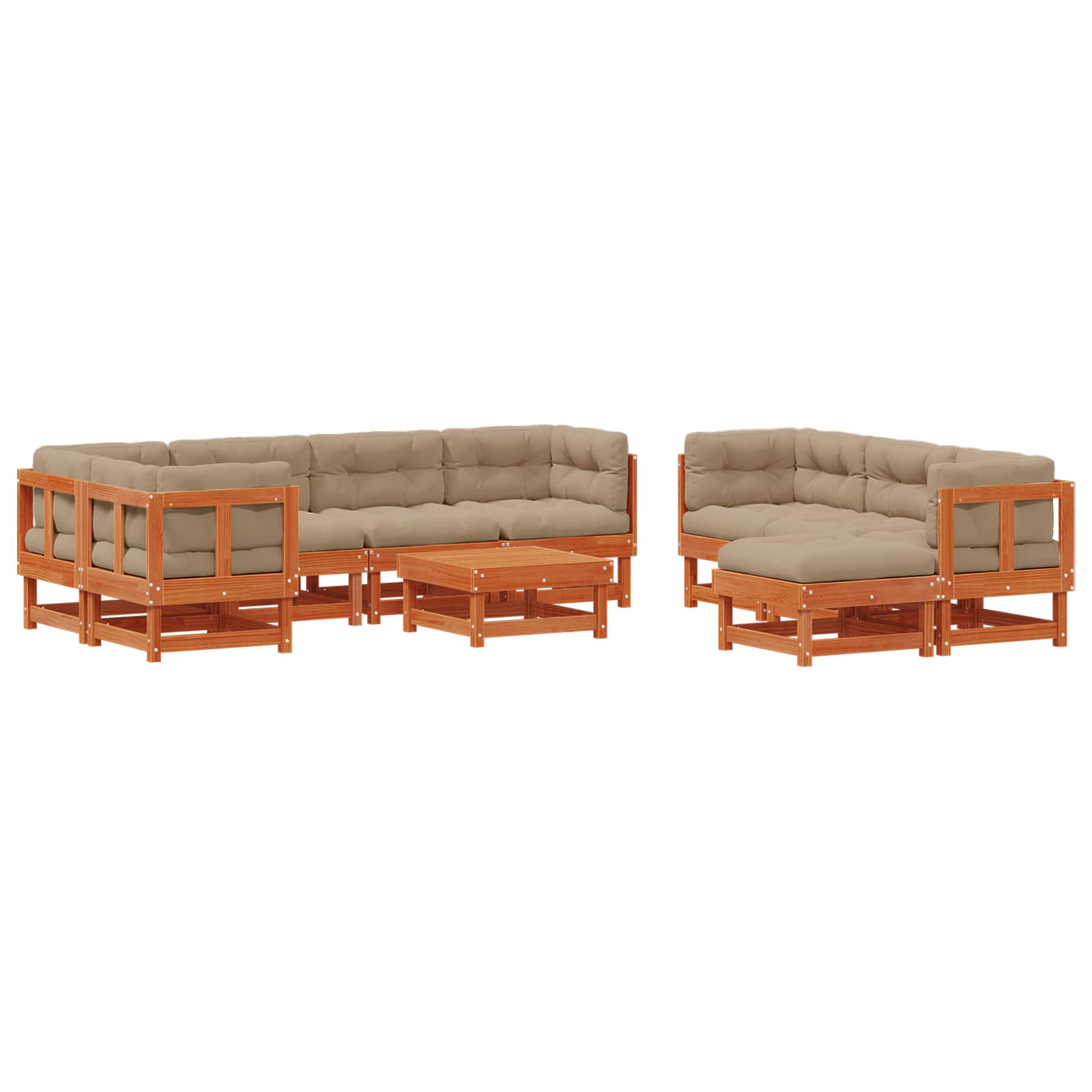 vidaXL Garten-Lounge-Set 33 pcs Wachsbraun Massives Kiefernholz