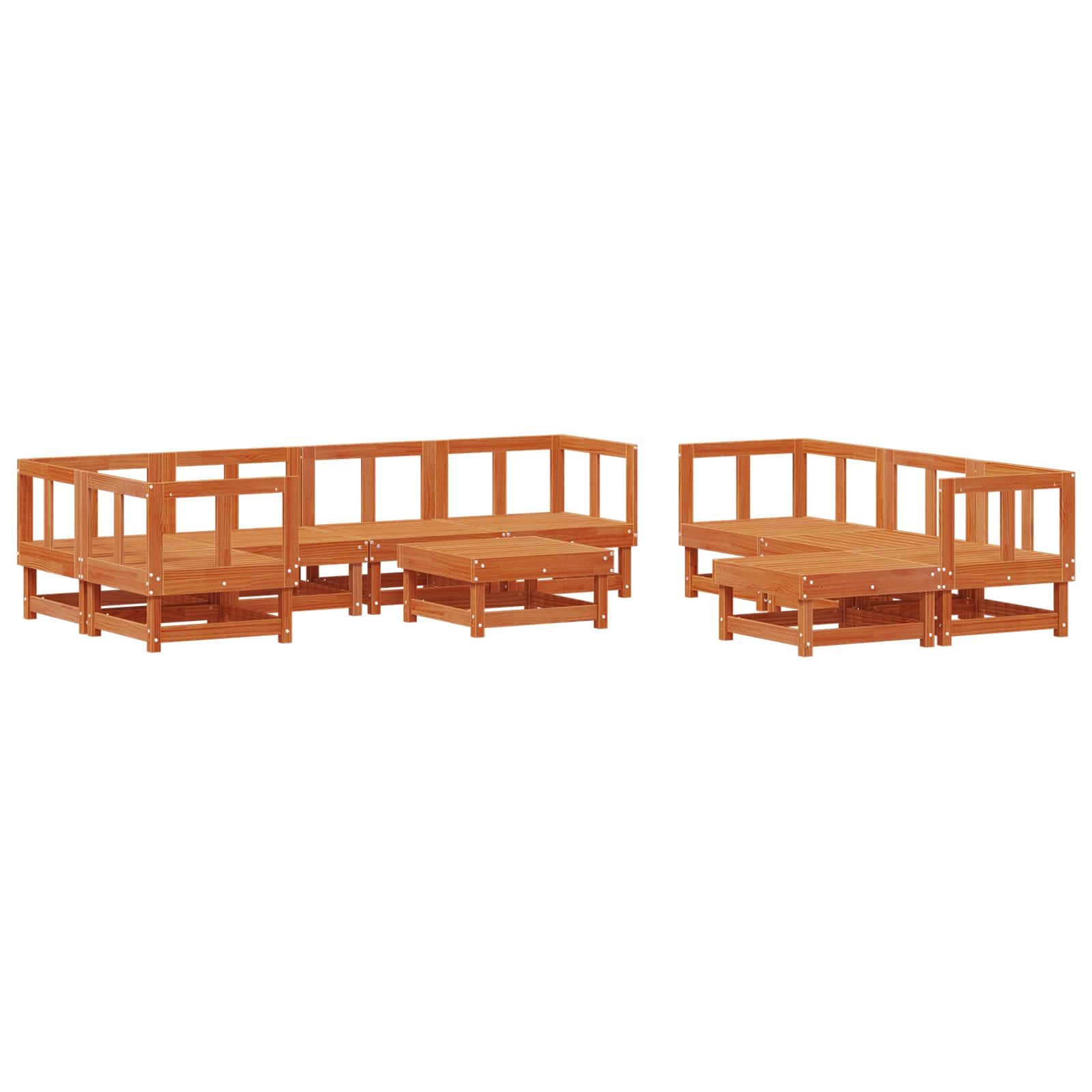 vidaXL Garten-Lounge-Set 33 pcs Wachsbraun Massives Kiefernholz