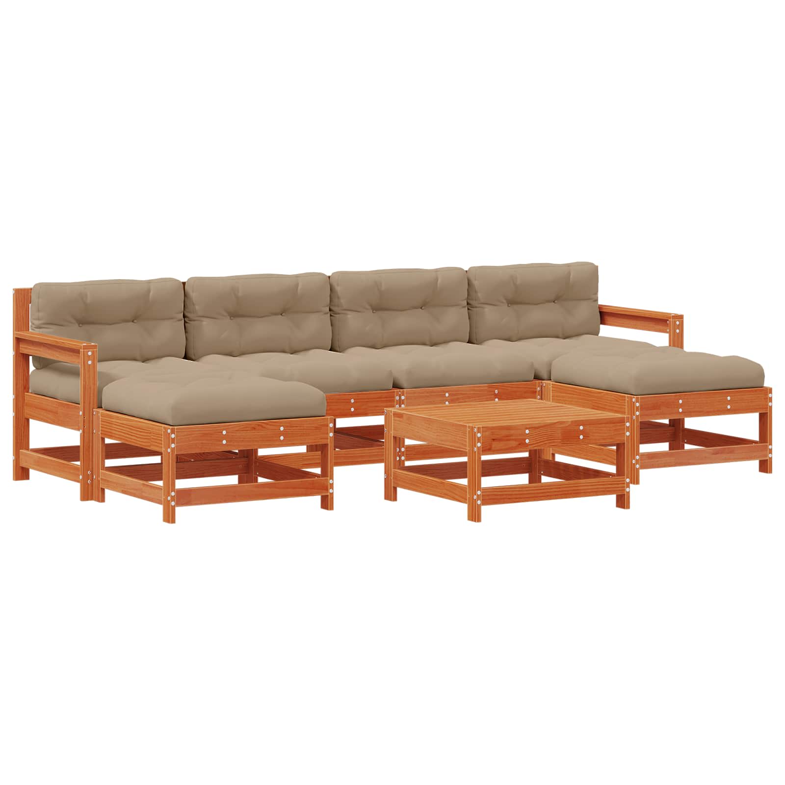 vidaXL Garten-Lounge-Set 7 pcs Wachsboden Kiefer Massives Kiefernholz