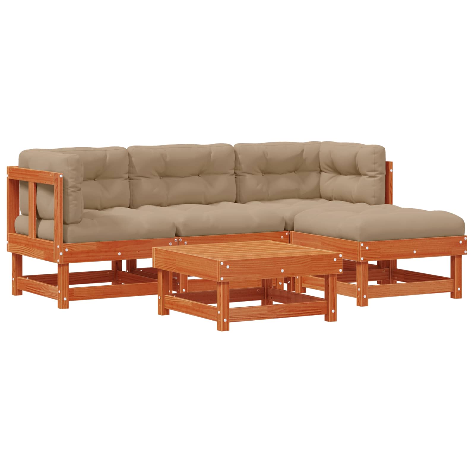vidaXL Garten-Lounge-Set 15 pcs Wachsbraun Massives Kiefernholz