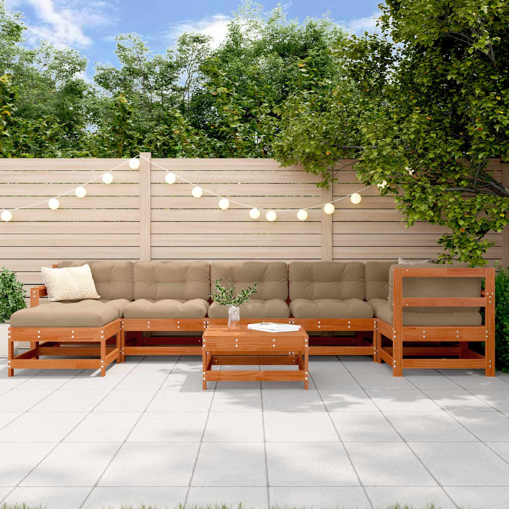 vidaXL Garten-Lounge-Set 8 pcs Wachsboden Kiefer Massives Kiefernholz