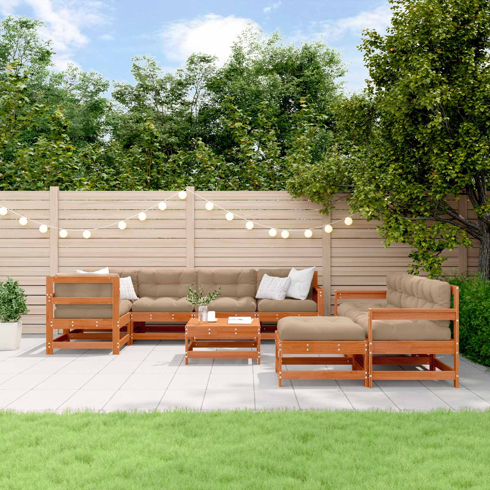 vidaXL Garten-Lounge-Set 10 pcs Wachsboden Kiefer Massives Kiefernholz