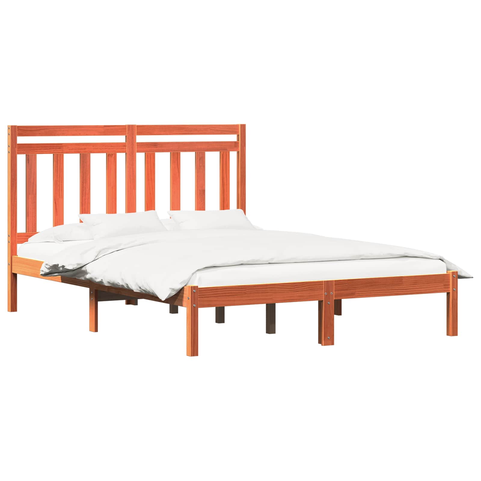 vidaXL Bettrahmen Wachsbraun 205,5 x 165,5 x 100 cm Massivholz Kiefer