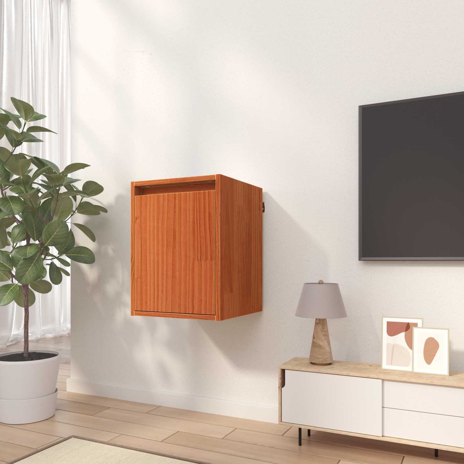 vidaXL Wandschrank Wandmontiert 2 pcs Wachsbraun 30 x 30 x 40 cm