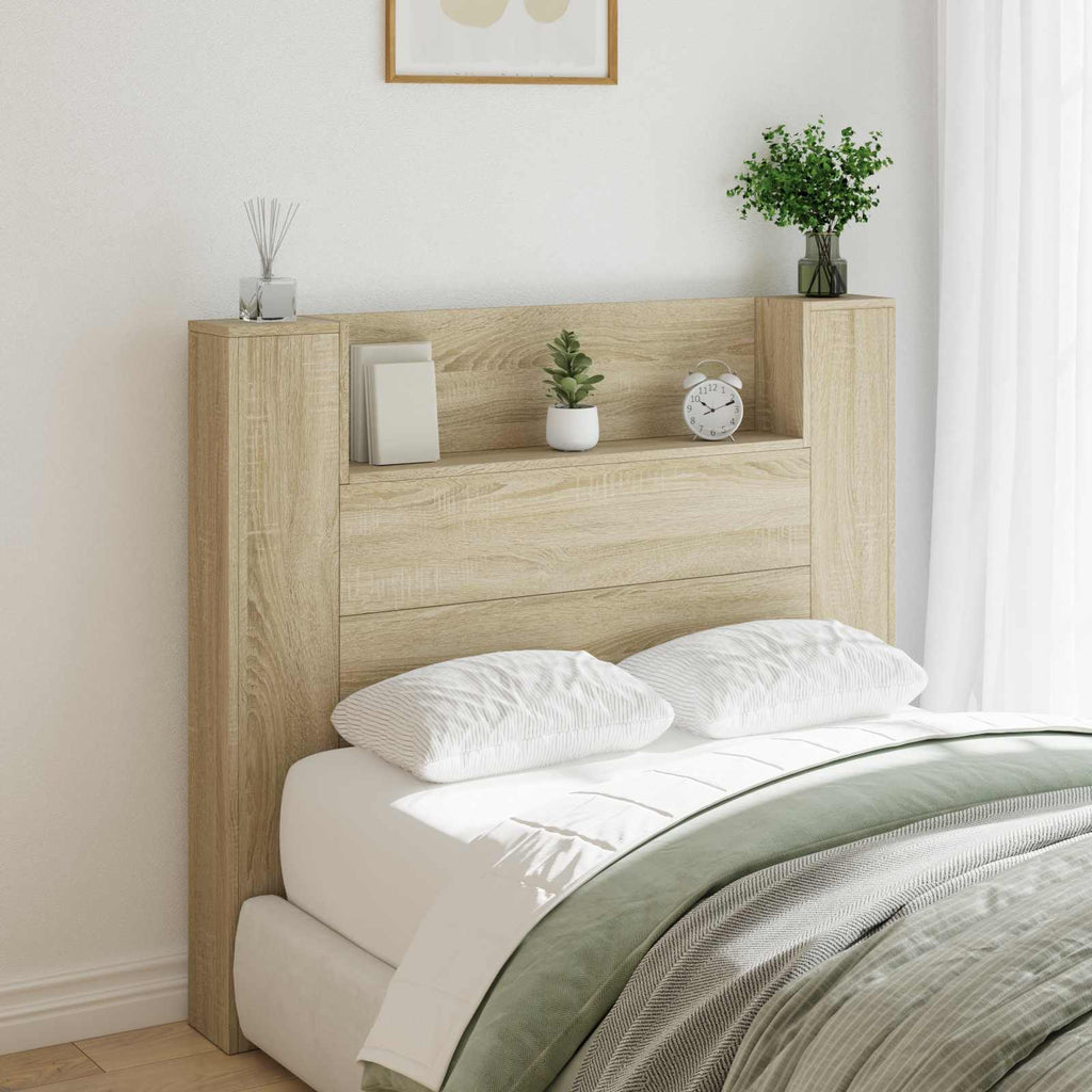 vidaXL Kopfteil-Schrank mit LED mit Regal Sonoma 120 x 16,5 x 103,5 cm