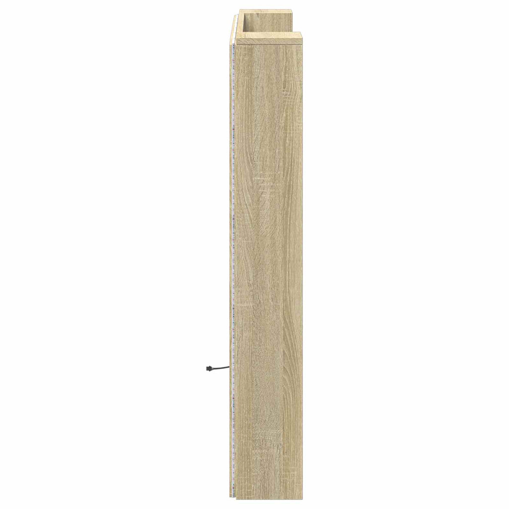 vidaXL Kopfteil-Schrank mit LED mit Regal Sonoma 120 x 16,5 x 103,5 cm