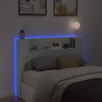 vidaXL Kopfteil-Schrank mit LED mit Regal Weiß 140 x 16,5 x 103,5 cm