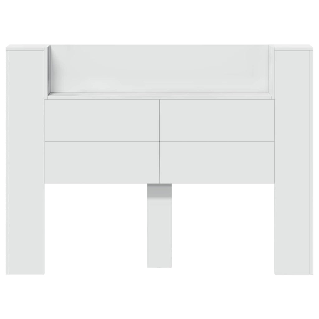 vidaXL Kopfteil-Schrank mit LED mit Regal Weiß 140 x 16,5 x 103,5 cm